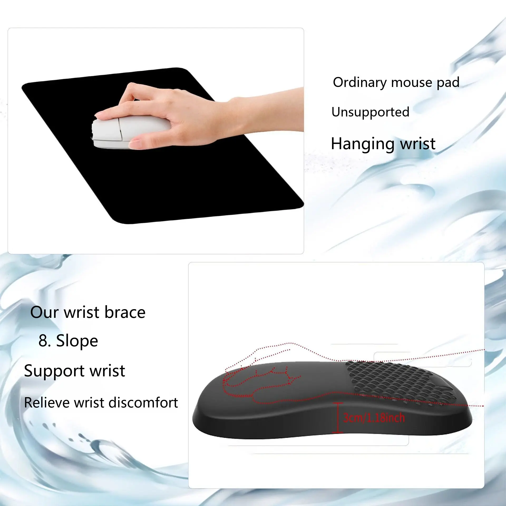 Silikon-Handgelenkauflage mit ergonomischem Neigungsdesign, 10 Farben, rutschfeste Schreibtischunterlage für Büro und Gaming. – Detail 9