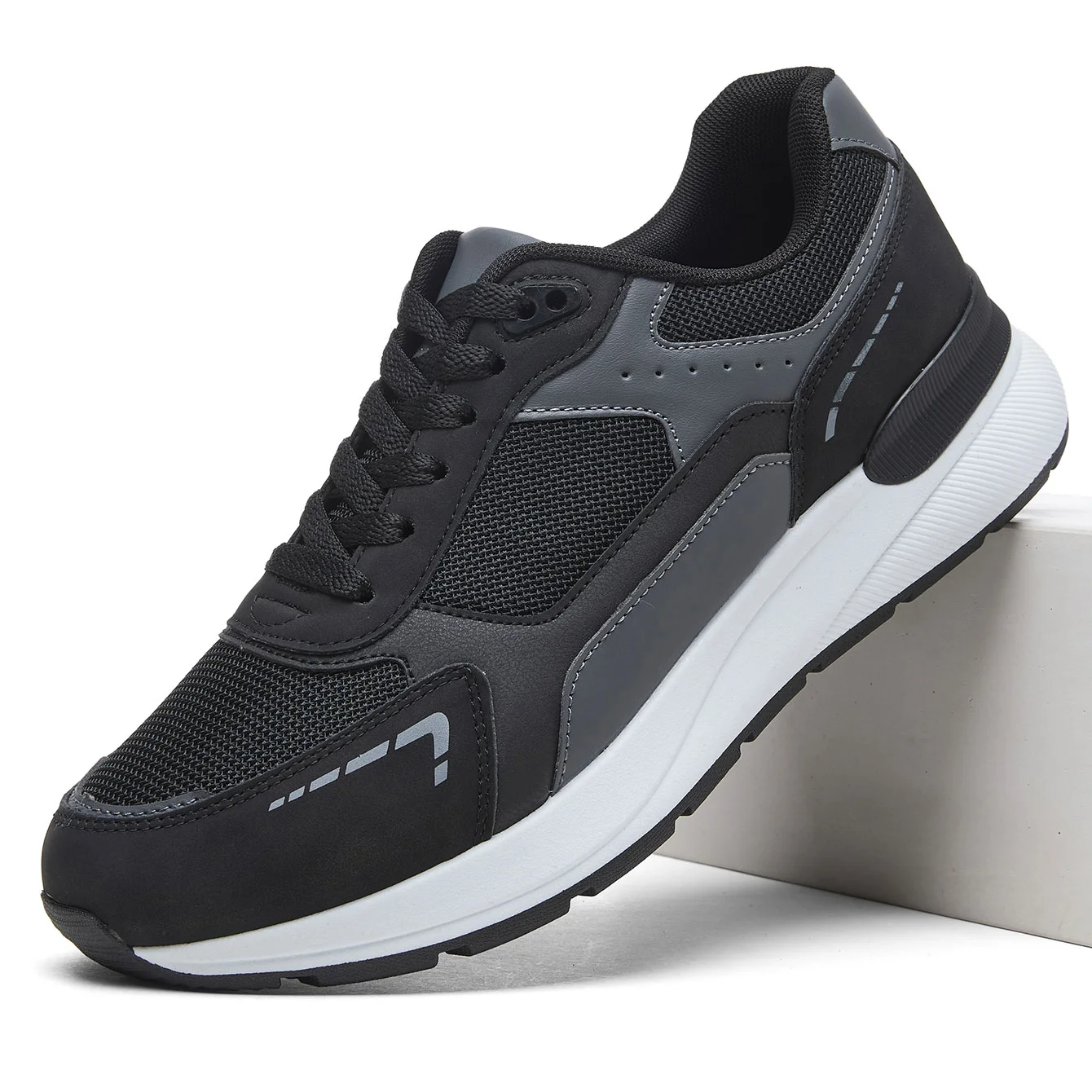Desai Men's 2026 Autumn Retro Running PU Leather Mesh Sneakers Comfort Lace-up For Daily Commute Outdoor Casual Sneakers Wear
