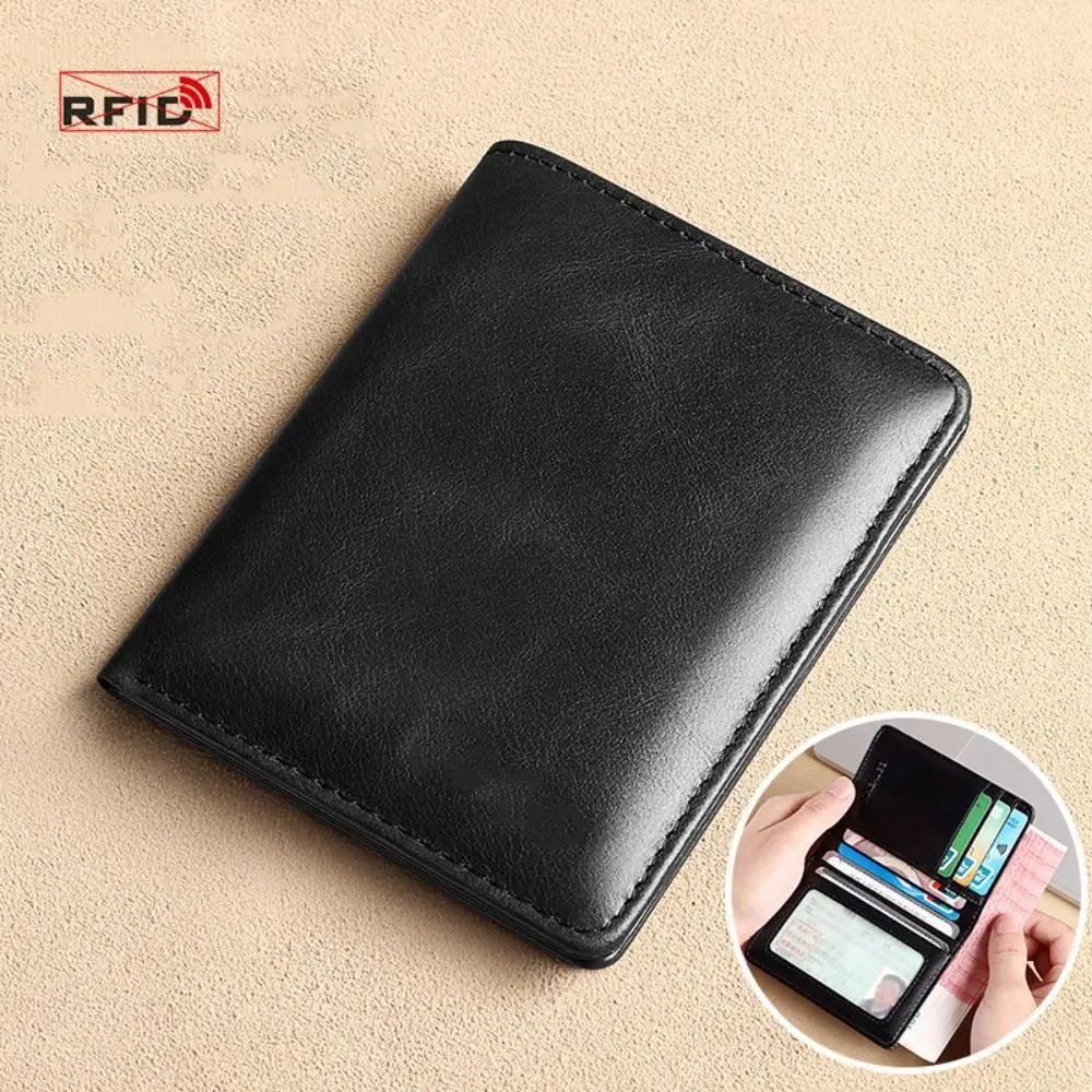High Quality Leather Men's Wallet RFID Slim Card Holder Short Wallet Men Wallets & Holders