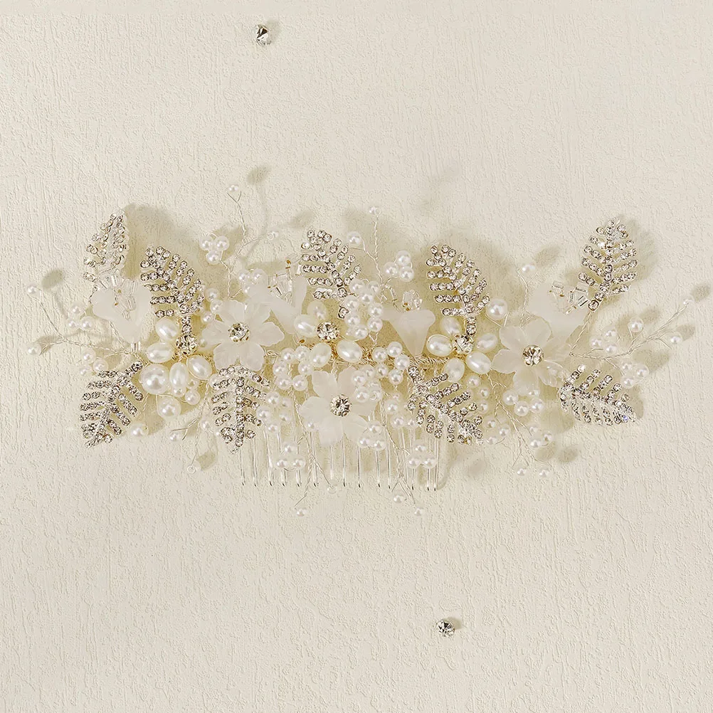 

Bridal Comb Rhinestone Clips for Women Wedding Bride Pearl Design Metal Hair Combs Accessories Fits All Hair Types Lightweight
