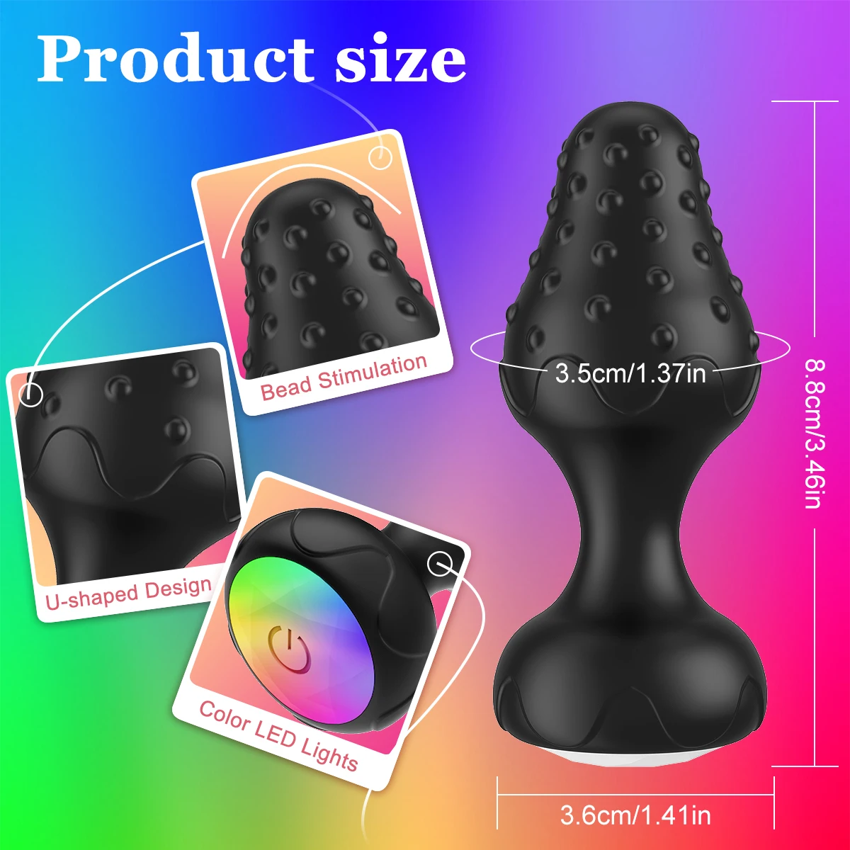 لون ضوء ينبعث منها المكونات الشرج لعبة الكبار للرجال النساء سيليكون المكونات هزاز مع المكونات التحكم عن بعد LED