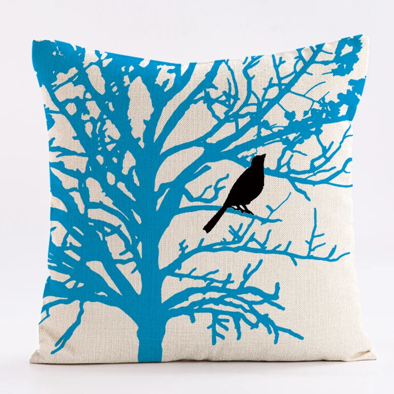 غطاء وسادة بنمط مخطط على شكل زهرة وطيور مع طباعة قطيفة قصيرة لتزيين أريكة غرفة المعيشة #4