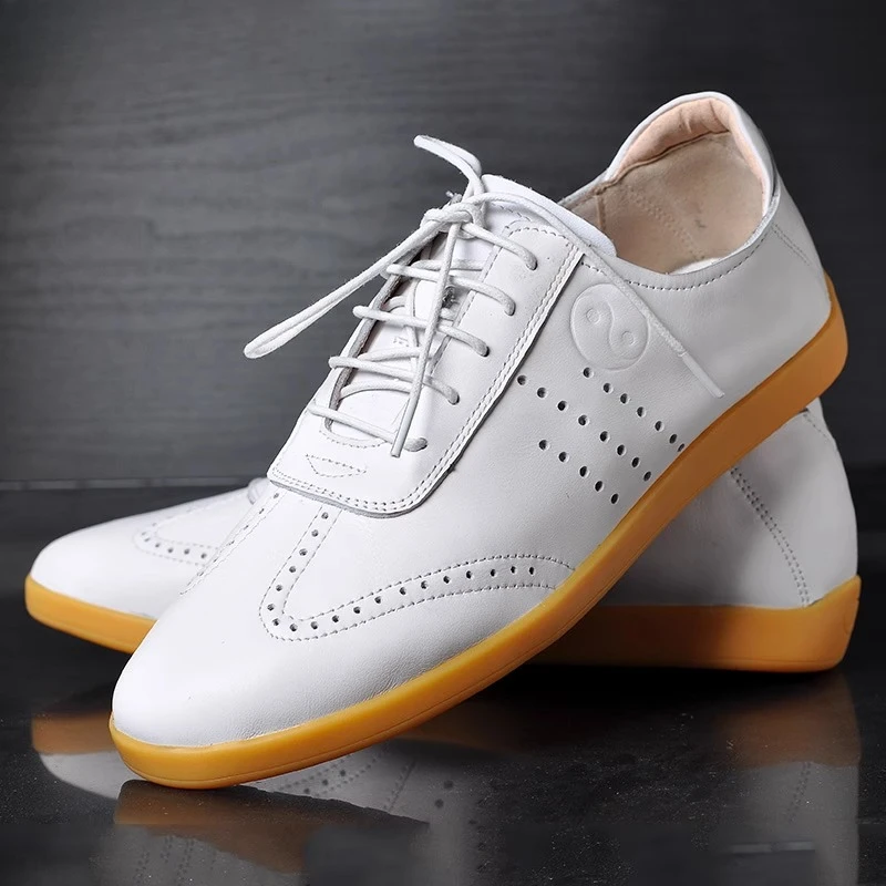 

Genuine Cowhide Leather Tai Chi Shoes for Kung Fu Wushu Martial Arts Soft Flexible Sole Light weight Men Women Footwear