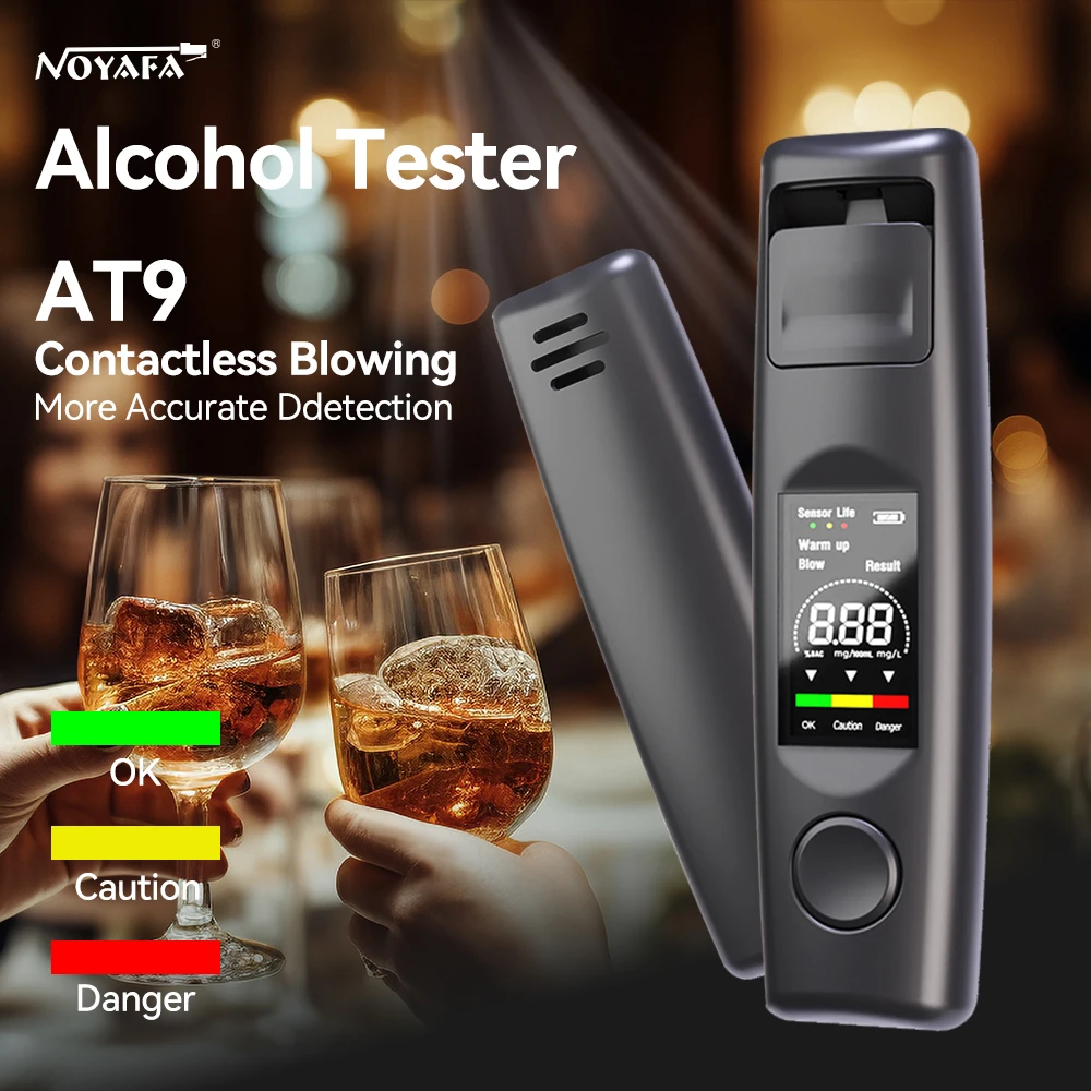 

NOYAFA Digital Alcohol Tester AT9 Professional Alcohol Detector Breathalyzer Non-Contact Air Blowing Alcotester USB BAC Test