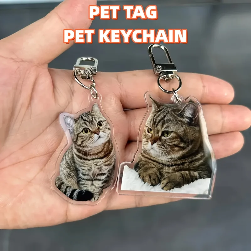 Custom Photo Personalized Dog Keychain - Customizable Pet ID Tag with Your Own Picture, Memorial Pet Lover Gift, Durable Acrylic image 4