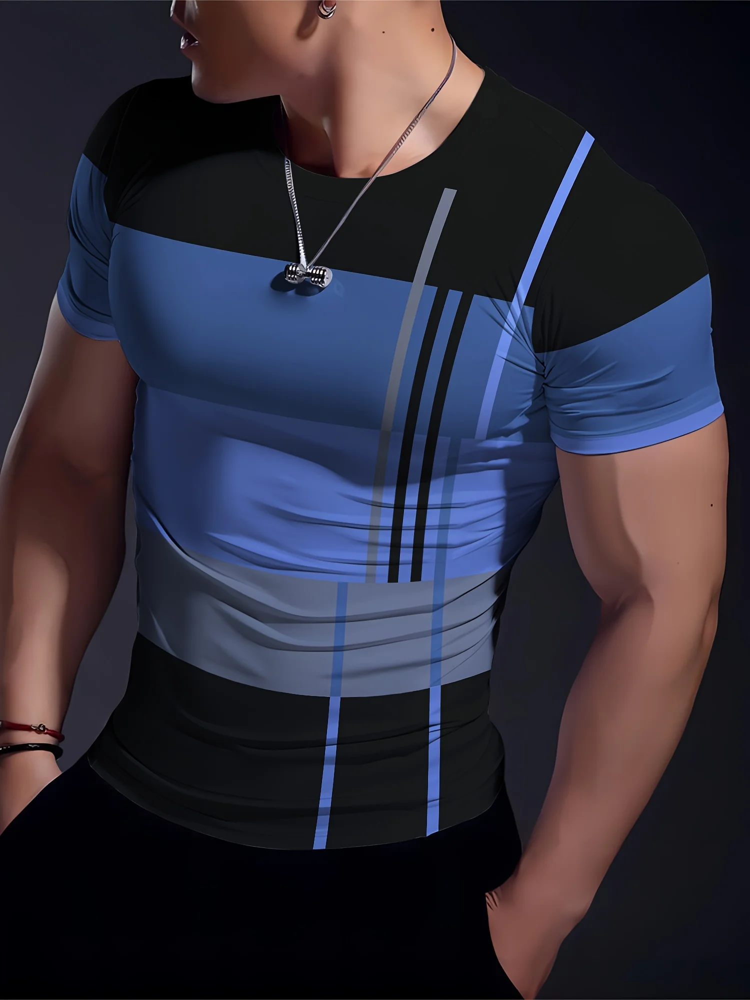 

Funny Stripe Print T Shirt For Men Casual O-neck Short Sleeve Tops Outdoor Fitness Run Sports Tees Fashion Breathable T-Shirts