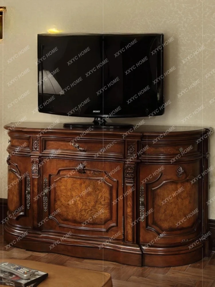 L double-door floor cabinet storage  solid wood TV 1.5 curved TV entrance cabinet