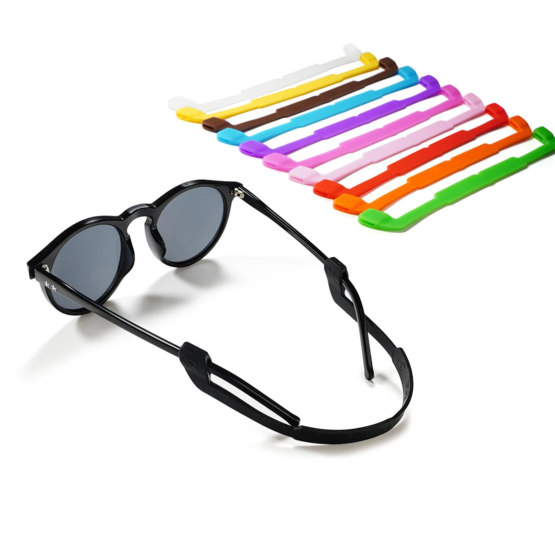 

22CM Candy Color Elastic Silicone Glasses Ropes Eyeglasses Straps Sunglasses Chain Sports Anti-Slip String Band Cord Holder