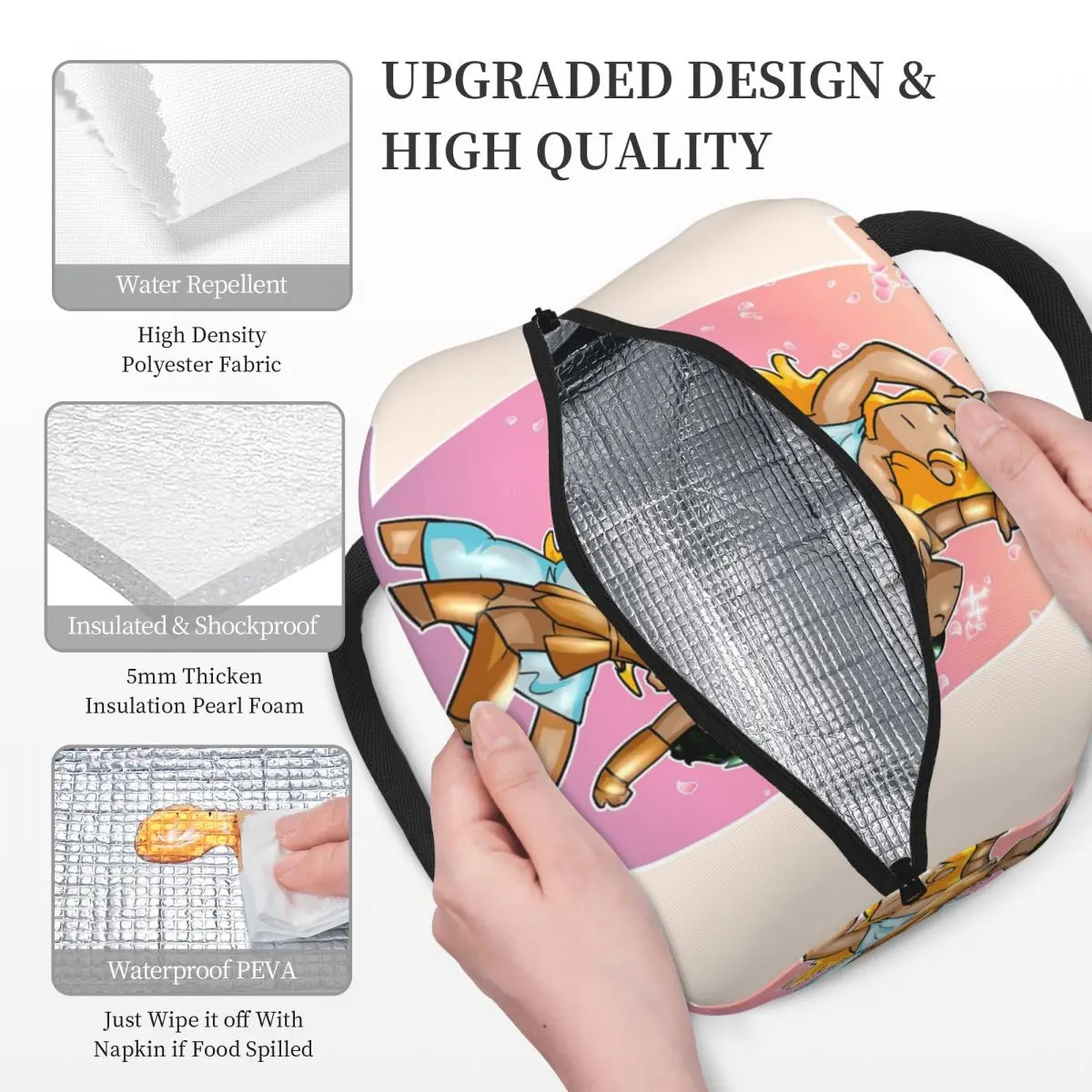 Borse per il pranzo di Achille + Patroclus Bento Box isolato Borsa per il pranzo portatile Borse da picnic riutilizzabili Borsa termica per lavoro studentesco donna