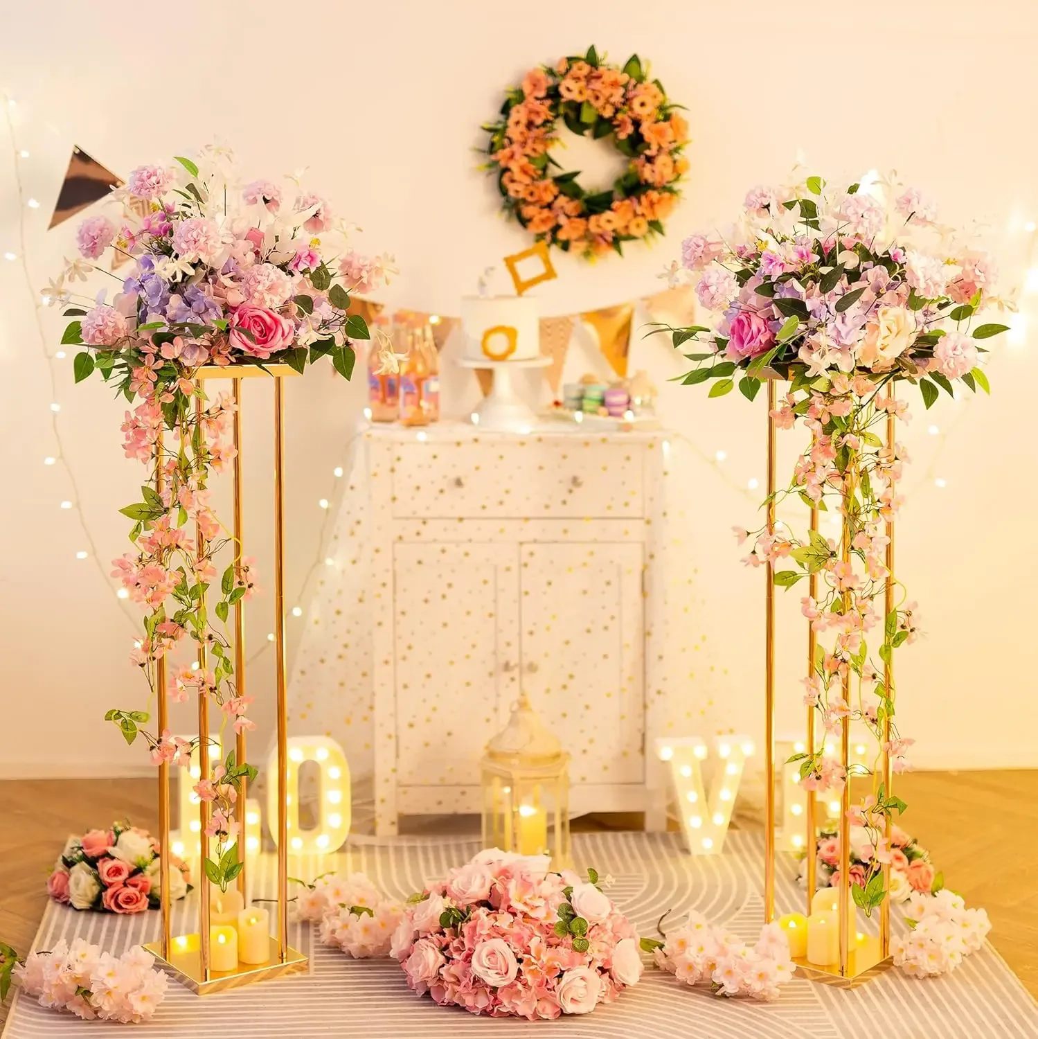 1Pcs Gold Wedding Flower Stand Vase Column Metal Flower for Wedding Party Centerpiece Flower Rack For Event Party Decoration