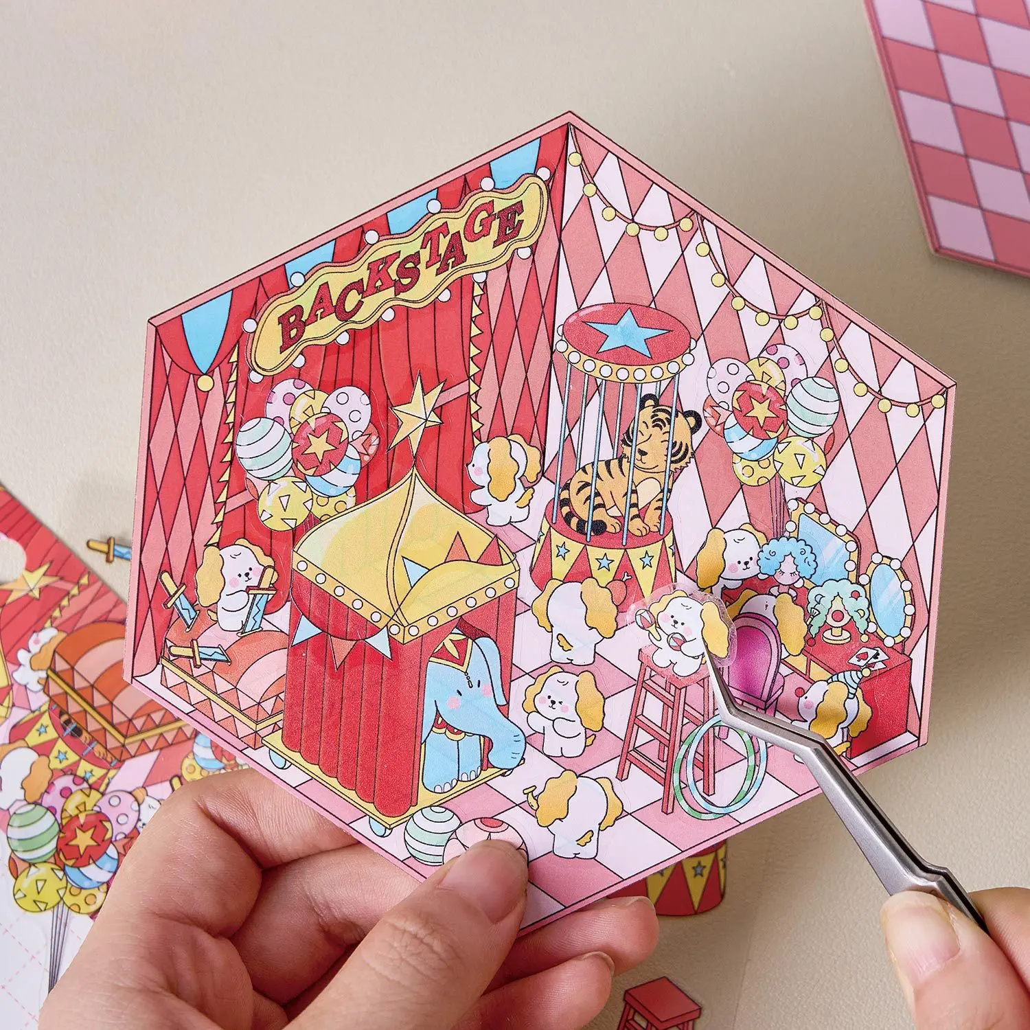 3D PET Miniature Sticker Set - 2pcs Wonderland Theme Pop-Up Decals for DIY Scenes & Crafts