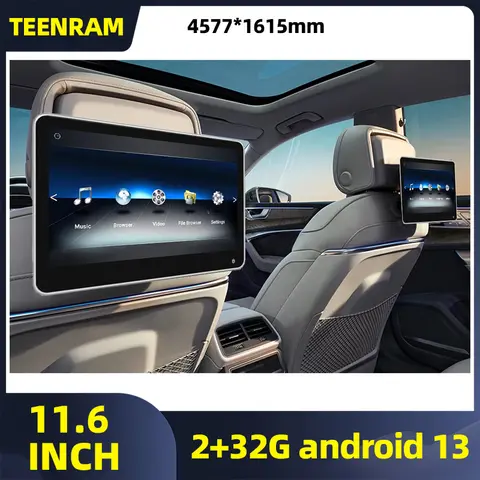 TEENRAM 지원 HDMI 입력 및 출력 11.6 인치 2+32G 자동 터치 스크린 안드로이드 13 자동차 모니터 머리 받침 지원 4K 플레이어