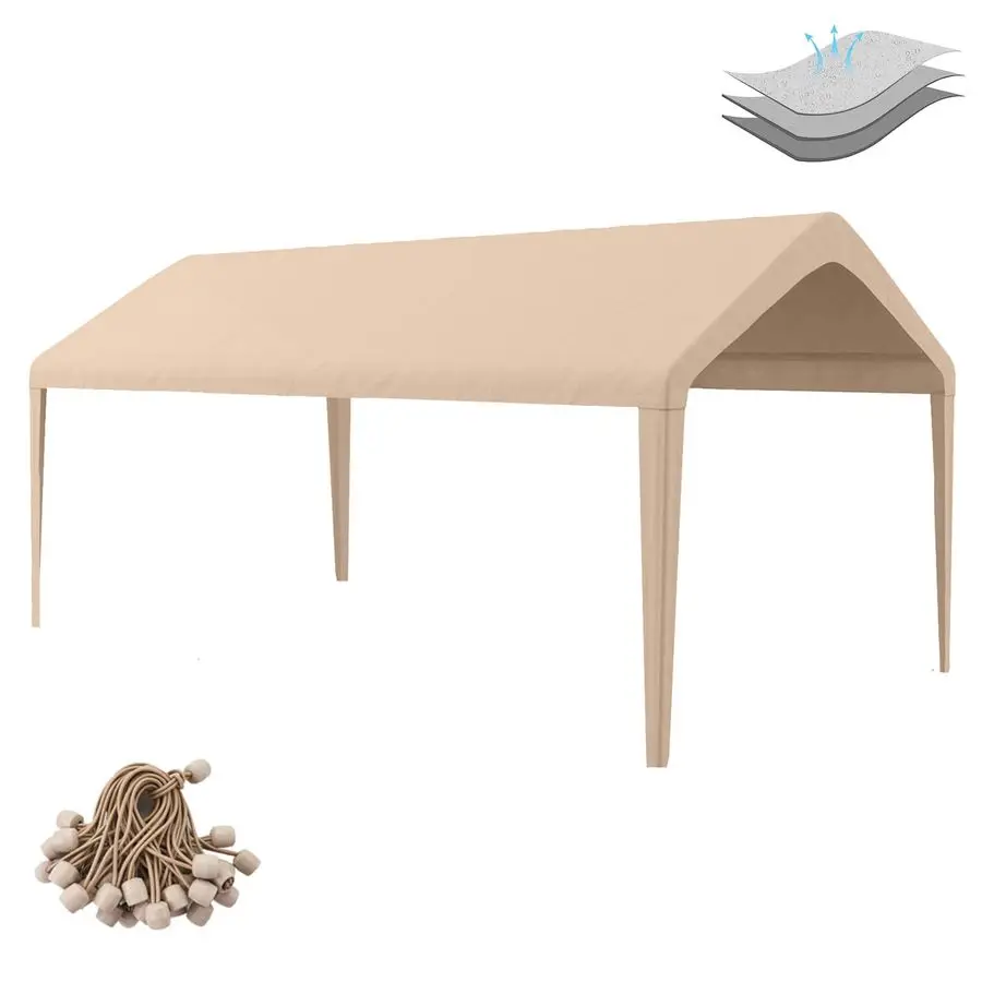 

Replacement Canopy Cover 10x20 for Tent Top Garage Shelter Cover with Ball Bungees, 800D Oxford Replacement Cover W Customizable