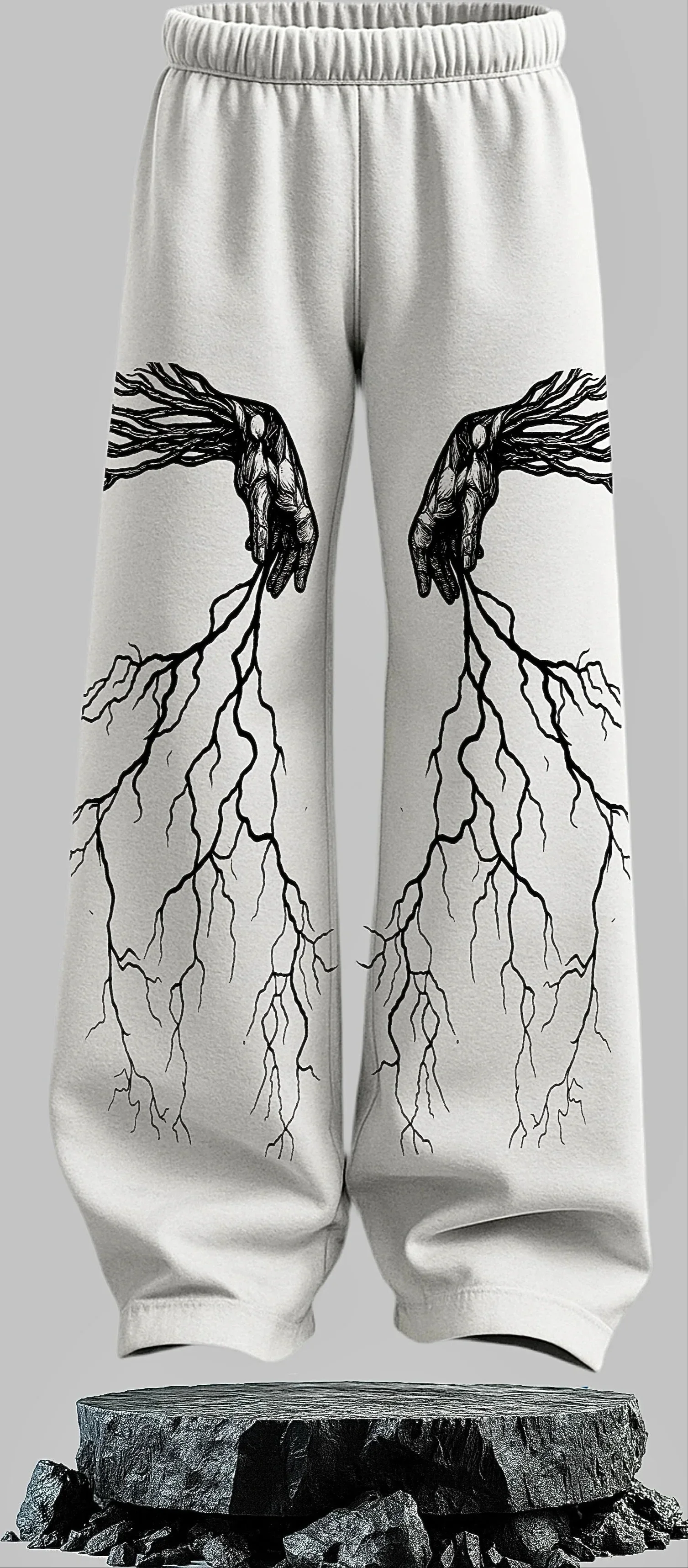 Summer New American High Street Root Beard Abyss Hand 3D Gothic Style Large Loose Straight Men's and Women's Pants