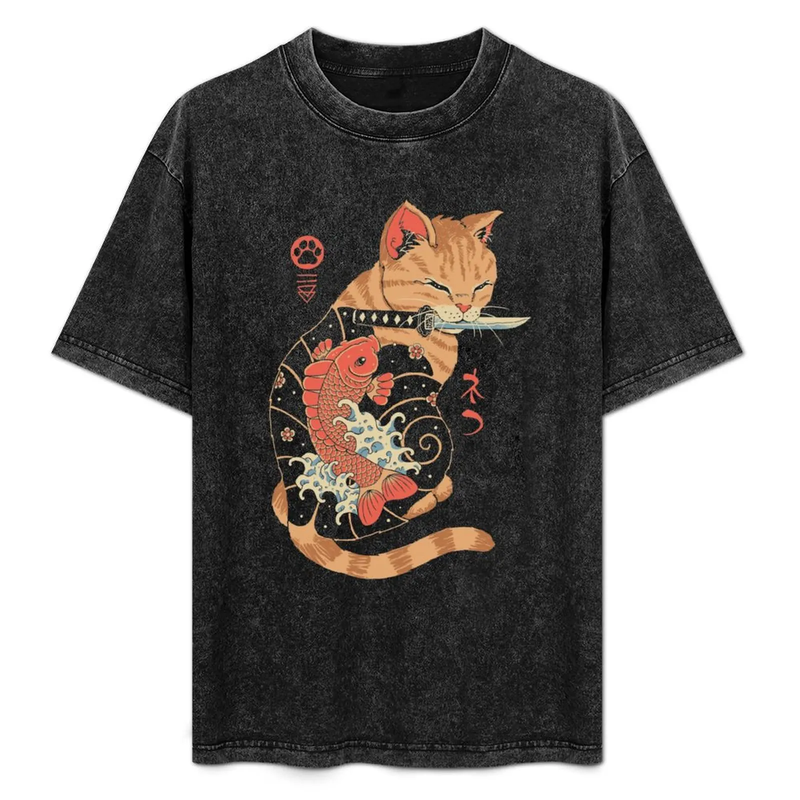 Carp Tattooed Cat T-Shirt vintage anime shirt Aesthetic clothing shirts graphic mens shirts graphic tee