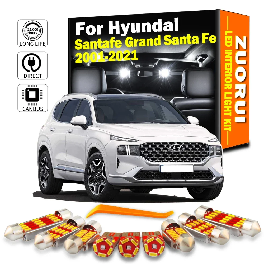 

ZUORUI Canbus LED Interior Map Dome Light Kit For Hyundai Santafe Grand Santa Fe 2001- 2018 2019 2020 2021 Car Number Plate Bulb