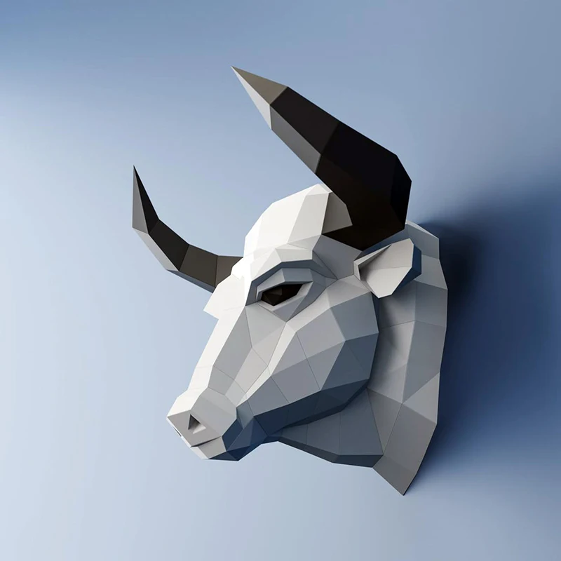 Bull Head Papercraft 종이 모델 키트, 3D DIY 크리에이티브 홈 벽 장식, 조각 소품, 수제 기하학적 피규어 퍼즐 장난감