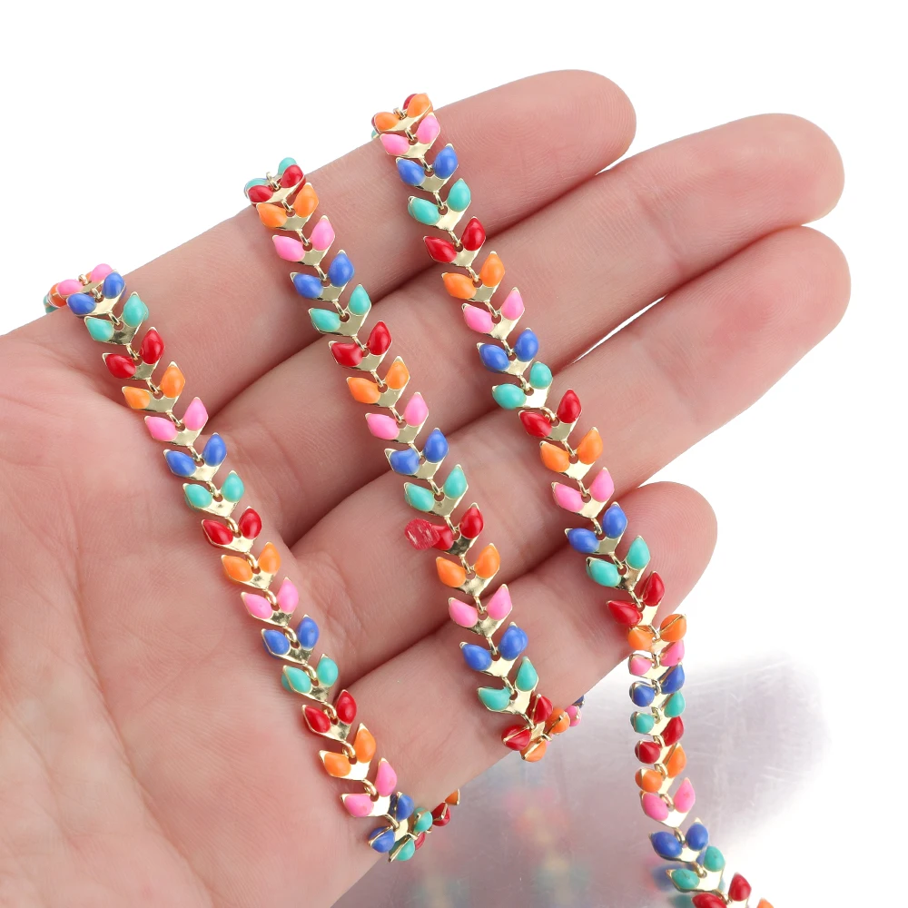 

1Meter Dripping oil Leaves Chains Colorful Leaf Chain for Handmade Bracelets Necklaces DIY Jewelry Making Accessories