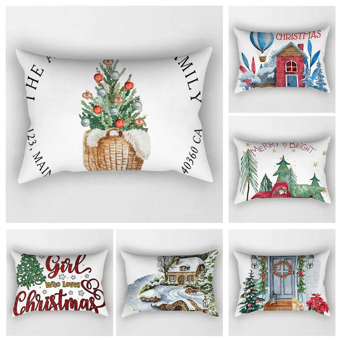 Christmas series pillowcase, sofa cushion cover, home holiday celebration decoration pillowcase, customizable 30x50, 40x60