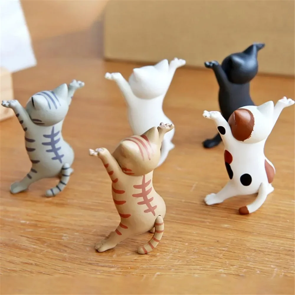 Figuras de acción de gatos para niños, juguete de 5 piezas para elevar las manos, modelo de gato bailarín, adornos para habitación de los niños, sala de estudio