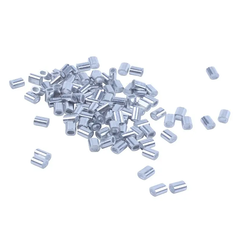 DT17 Aluminum Ferrules Sleeves for Steel Wire Rope 1mm 1000pcs Oval Sleeves Silver Tone for Cable Crimping