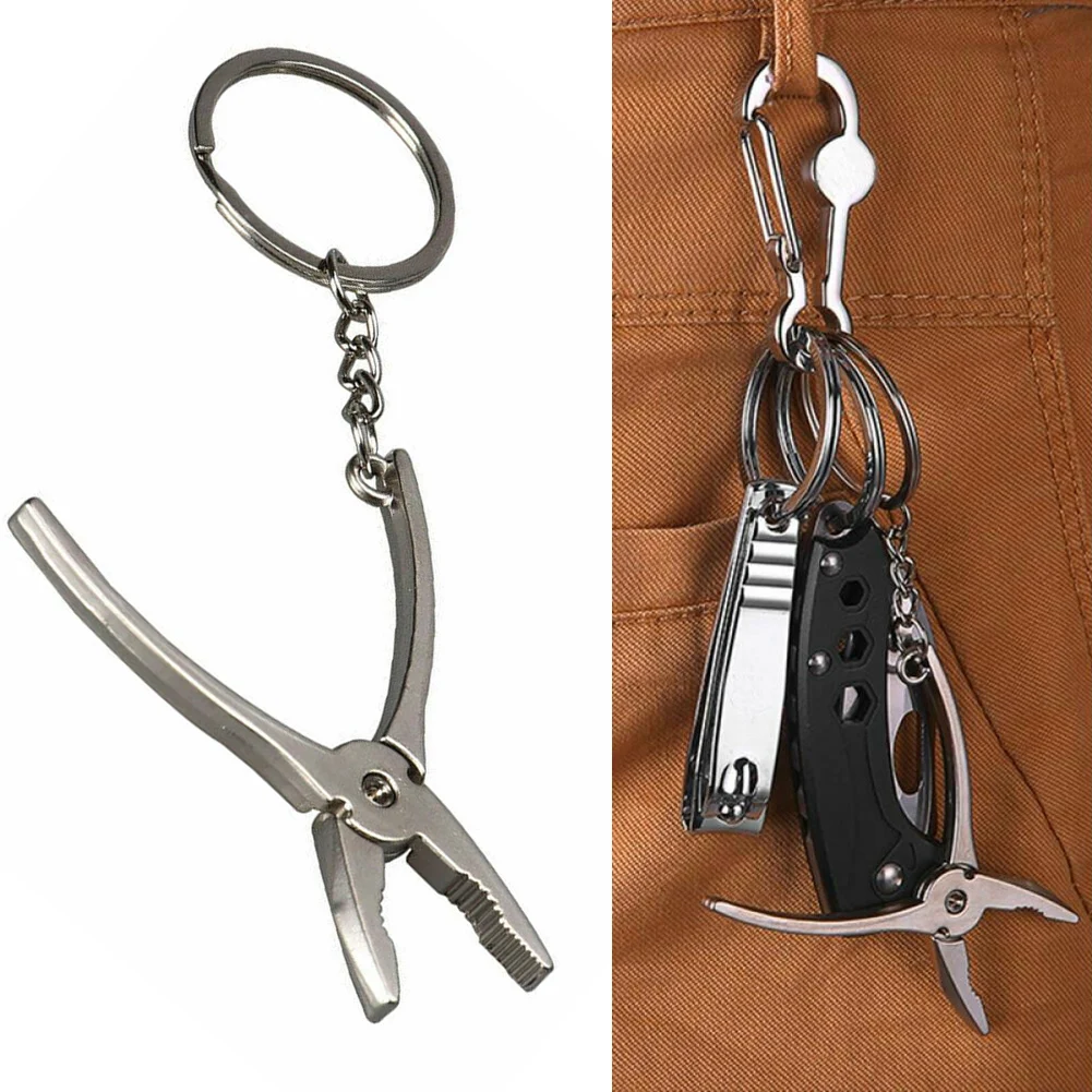 Useful Practical Keychain Key Tag Chain Accessory Stainless Steel 1 Piece 1pc Key Ring Key Tag Metal Part Plier