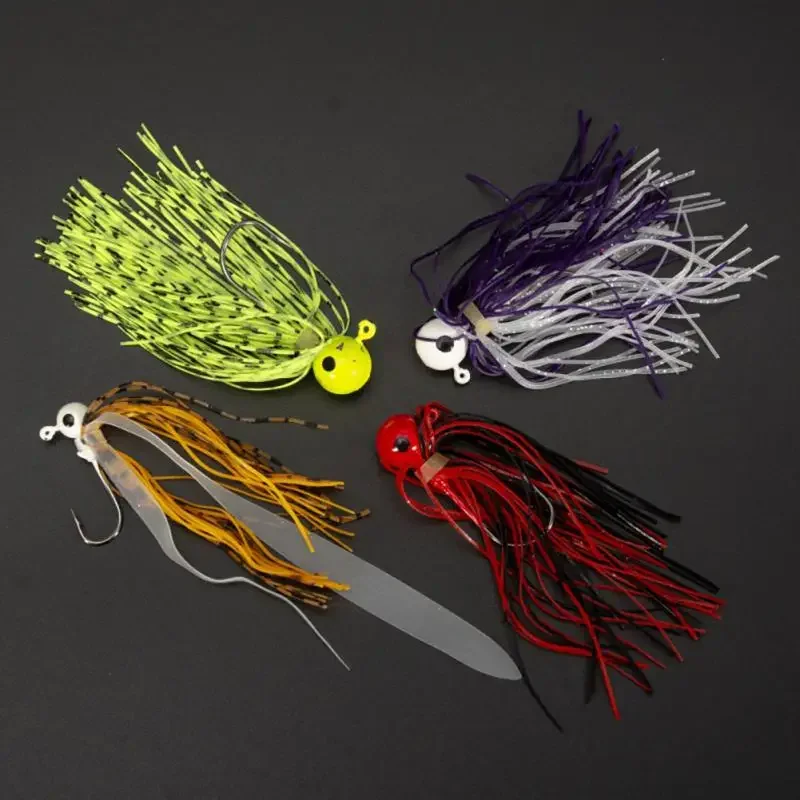 Señuelos de pesca 7g 10g 14g cabeza de plantilla de silicona falda barba mosca goma nadar lubina anzuelo cebo Isca Artificial Para accesorios de pesca