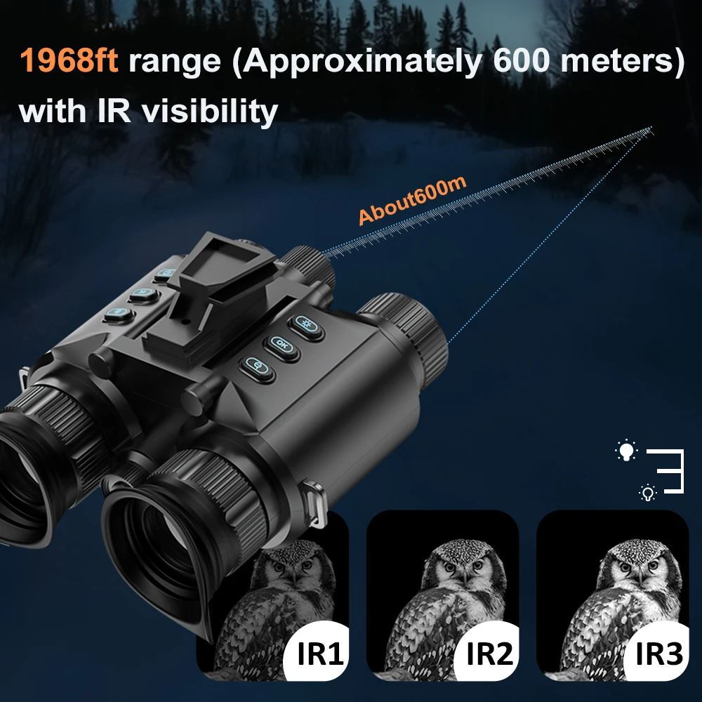 Gafas de visión nocturna infrarrojas Z9158, gafas de visión nocturna infrarrojas con zoom digital 8X, binoculares de claridad 4K para pesca nocturna