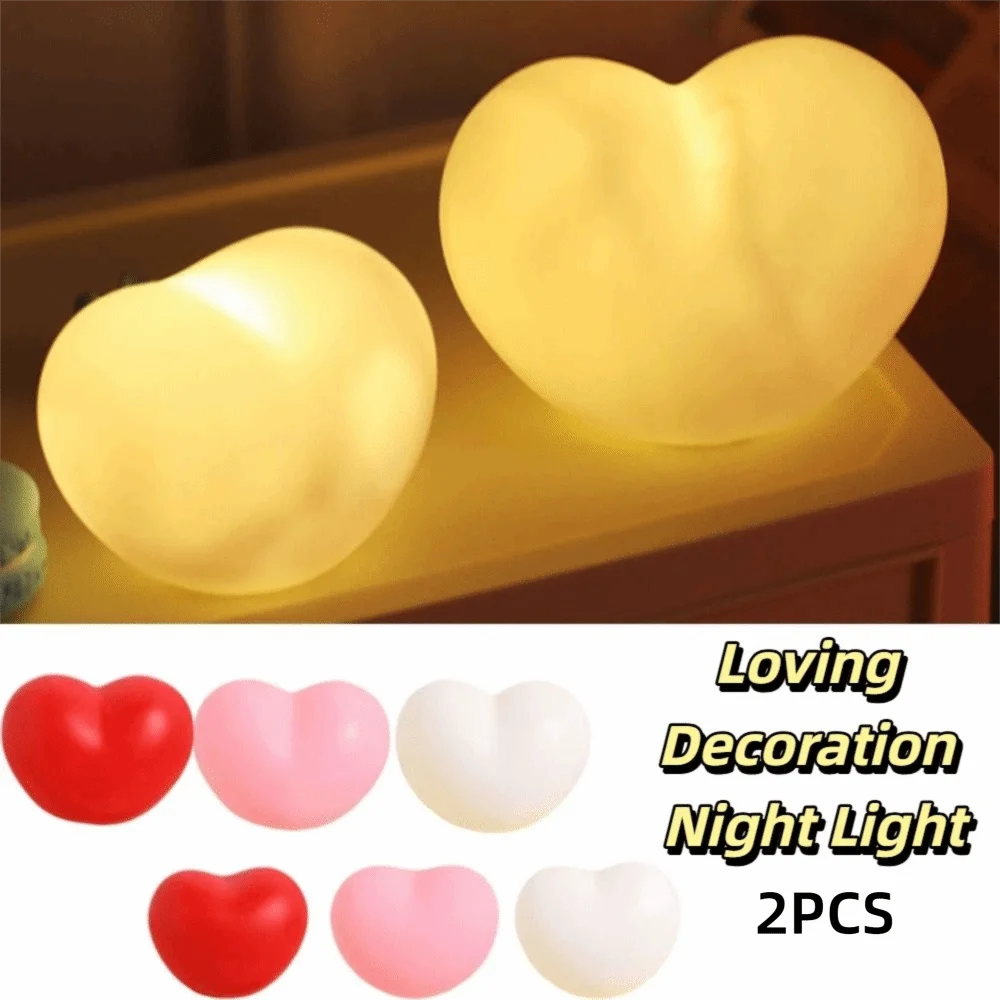 

Red Pink Color Love Gift Night Light LED Light Source Creative Design Heart-Shaped Night Light Gift Box Desktop Item