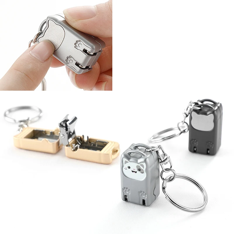 New Stainless Steel Fingernail Clipper Metal Foldable Mini Creative Kitten Nail Clipper Trim Nails Keychain