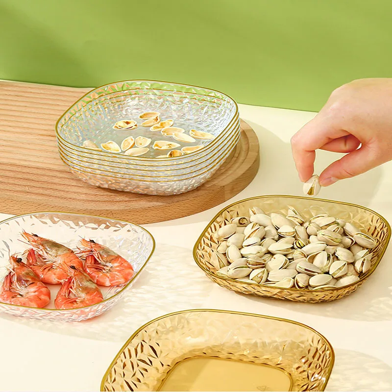

5pcs Plastic Bone Spitting Plate Set Candy Fruit Cookie Cake Storage Tray Kitchen Dining Table Bone Plate