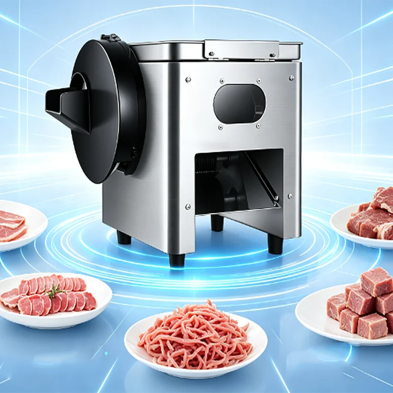 New Commercial Stainless Steel Meat Cutter Machine Electric   Adjustable Thickness Automatic
