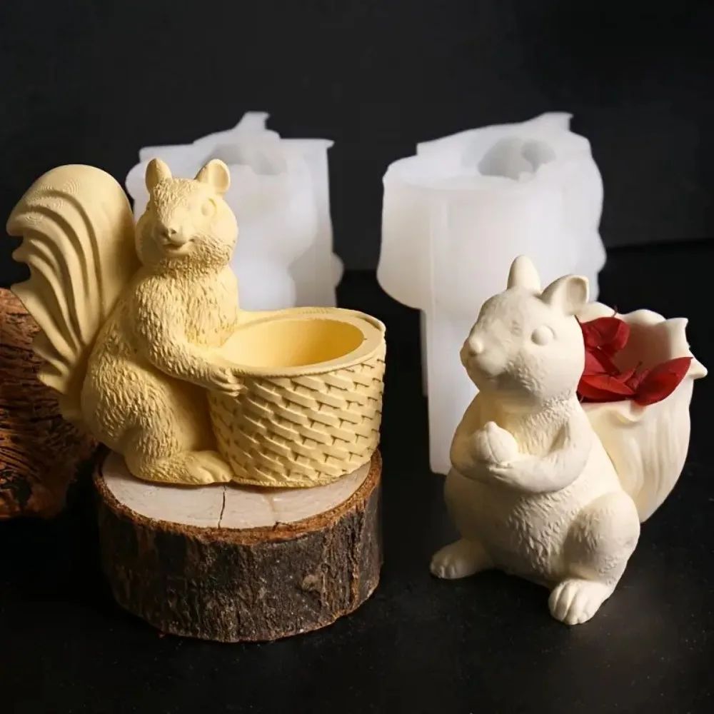3D Mini Squirrel Silicone Mold With Basket Design - High-Quality Flexible Resin Mold For DIY Crafts, Desktop Decoration - view 4