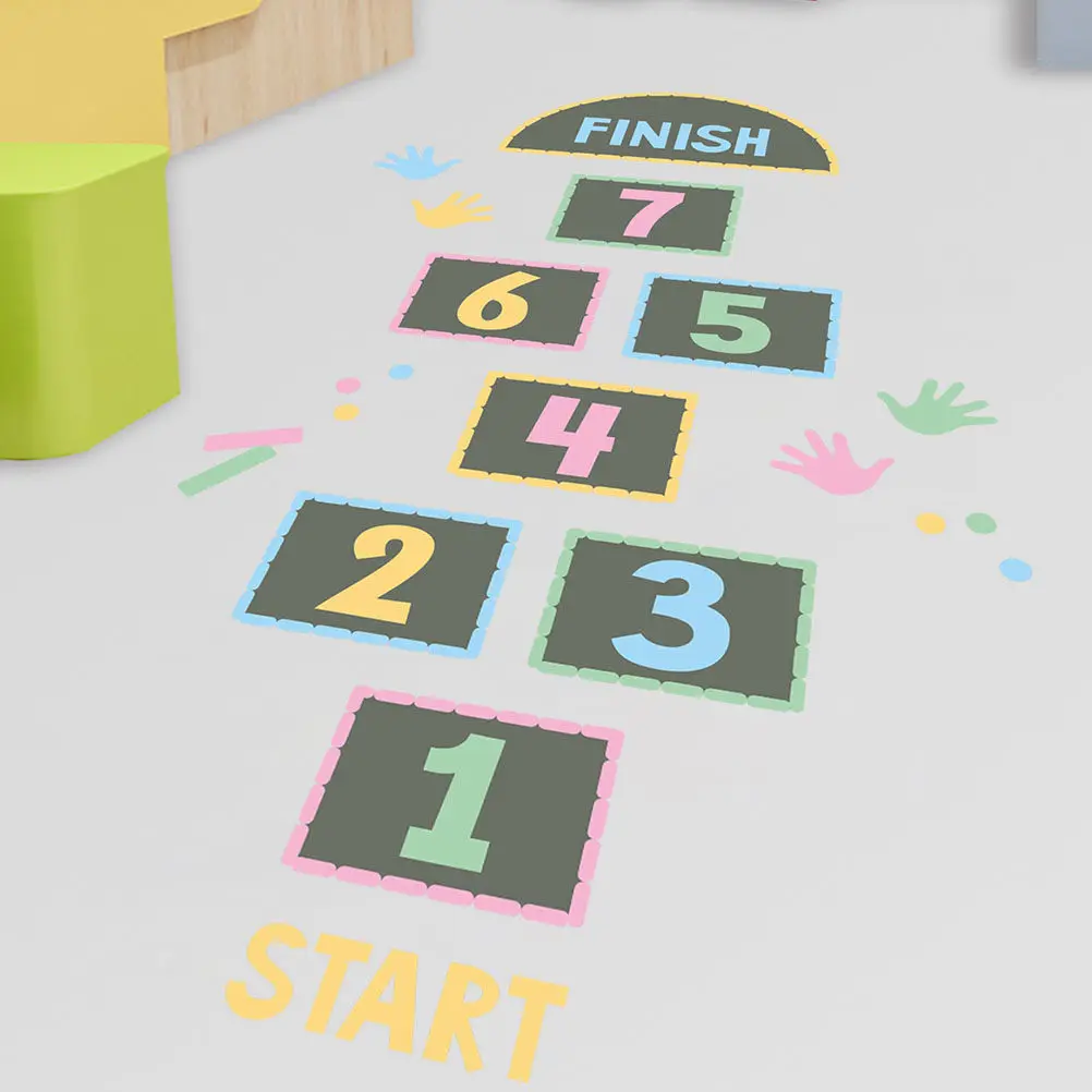 

Number Game Floor Decal Hopscotch Design for Kids Room Educational Playroom Nursery Gross Motor Activity Game Sticker Floor Mat