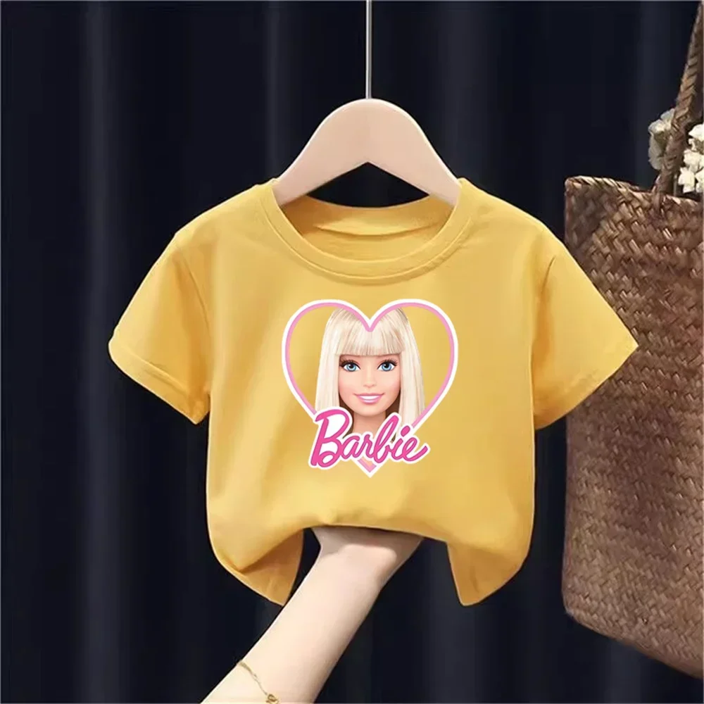 Morphing Image Blonde Barbie Pink, Blue, Green, Purple D38 Fashion Trend Top Design Boys Girls T-shirt Kids Short Sleeve