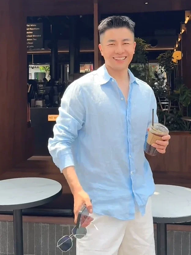 

Light Blue Cotton Linen Workwear irt Men's Beach Vaion Sle Long Sve Sun Protection Open Cardigan Linen Breathable C...