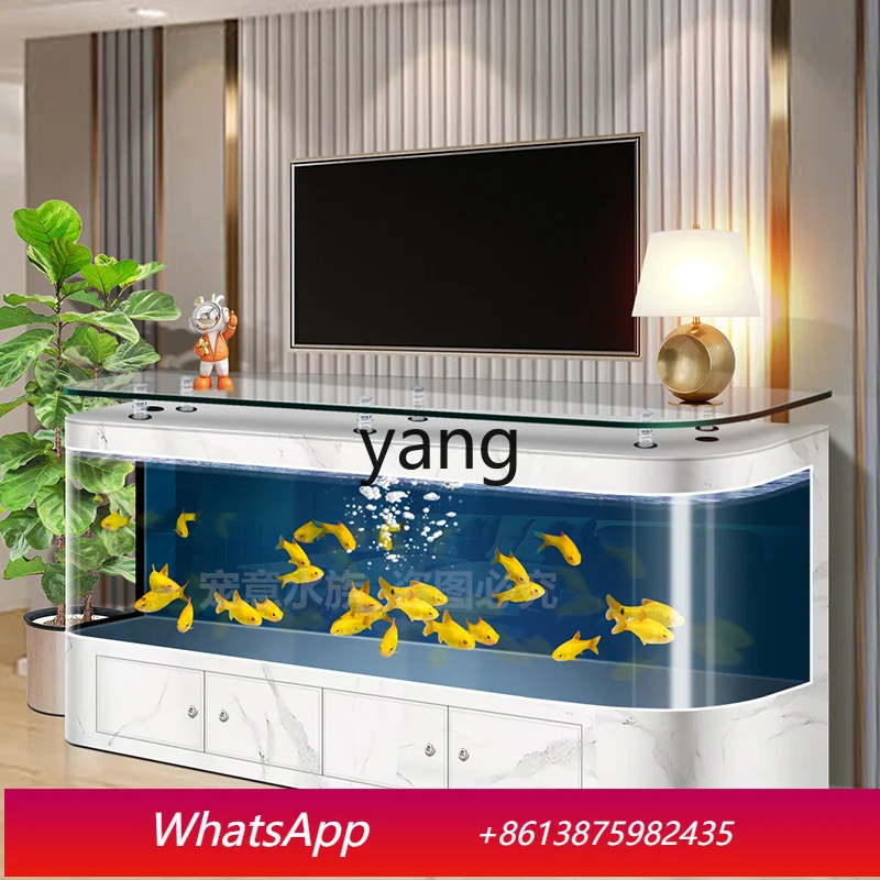 

CXM hot bending integrated molding floor fish tank living room large wall back filter aquarium