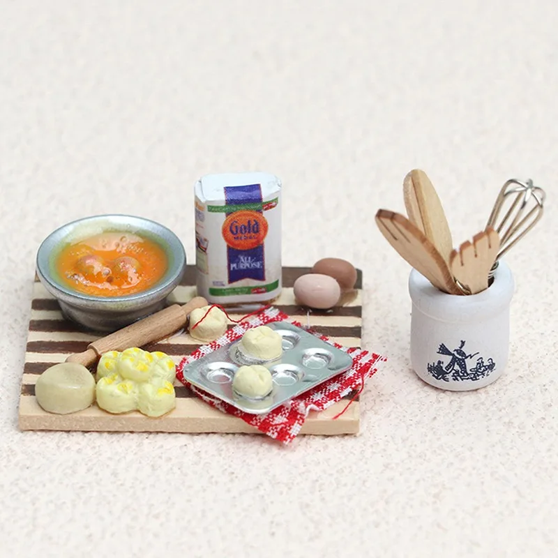 Ensemble de pâtisserie l'inventaire pour maison de courses, accessoires de cuisine, mini nourriture, œufs, lait, scène de jeu de simulation, jeu de nourriture, échelle 1:12, JxModel