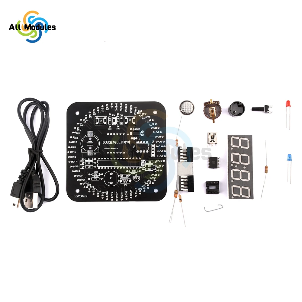 Imagem -04 - Digital Faça Você Mesmo Electronic Clock Kit Controle de Luz Rotação Led Time Display Temperatura Tool Conjunto para a Prática de Solda