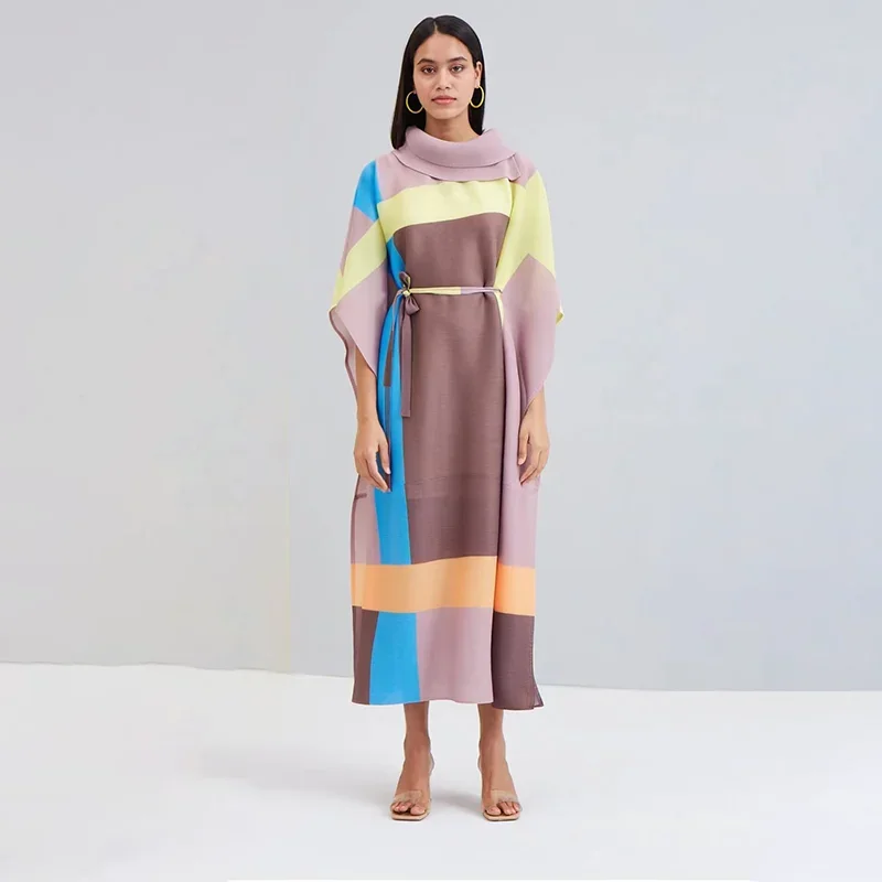 

Miyake Pleated 2024 Spring SpringNew Vintage High Fashion French Women Plus Size Long Dress Original Designer Clothing In Stock