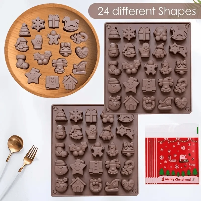 Silicone Molds for Christmas Chocolates, Suitable for Gummy Candies, Melting Ice Cubes, And Jelly in 25 Different Shapes