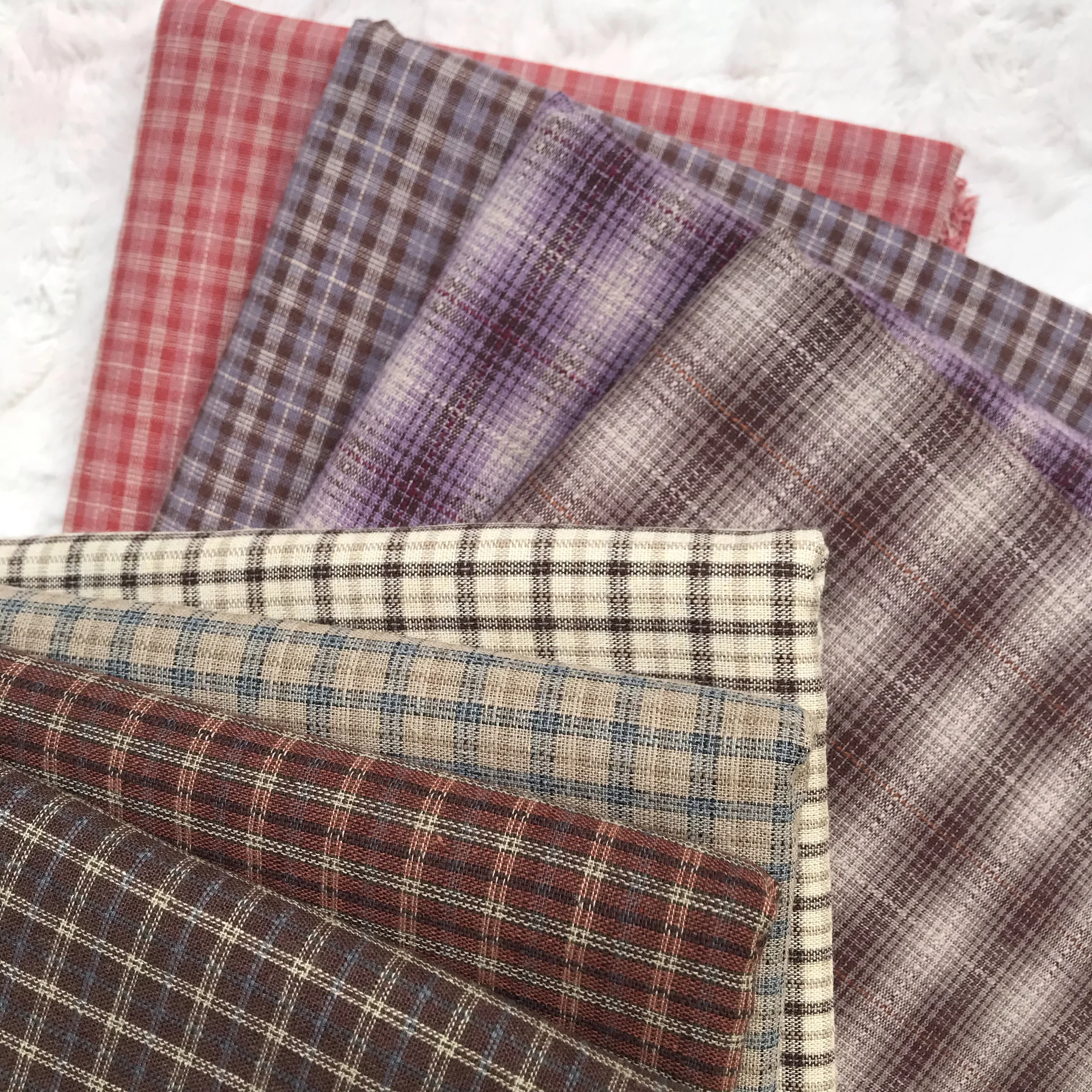 50x70cm Retro Yarn Dyed Japanese Fabric Handmade DIY Patchwor100% Cotton Fabric for Sewing Doll Clothes Quilt Cloth Bundle