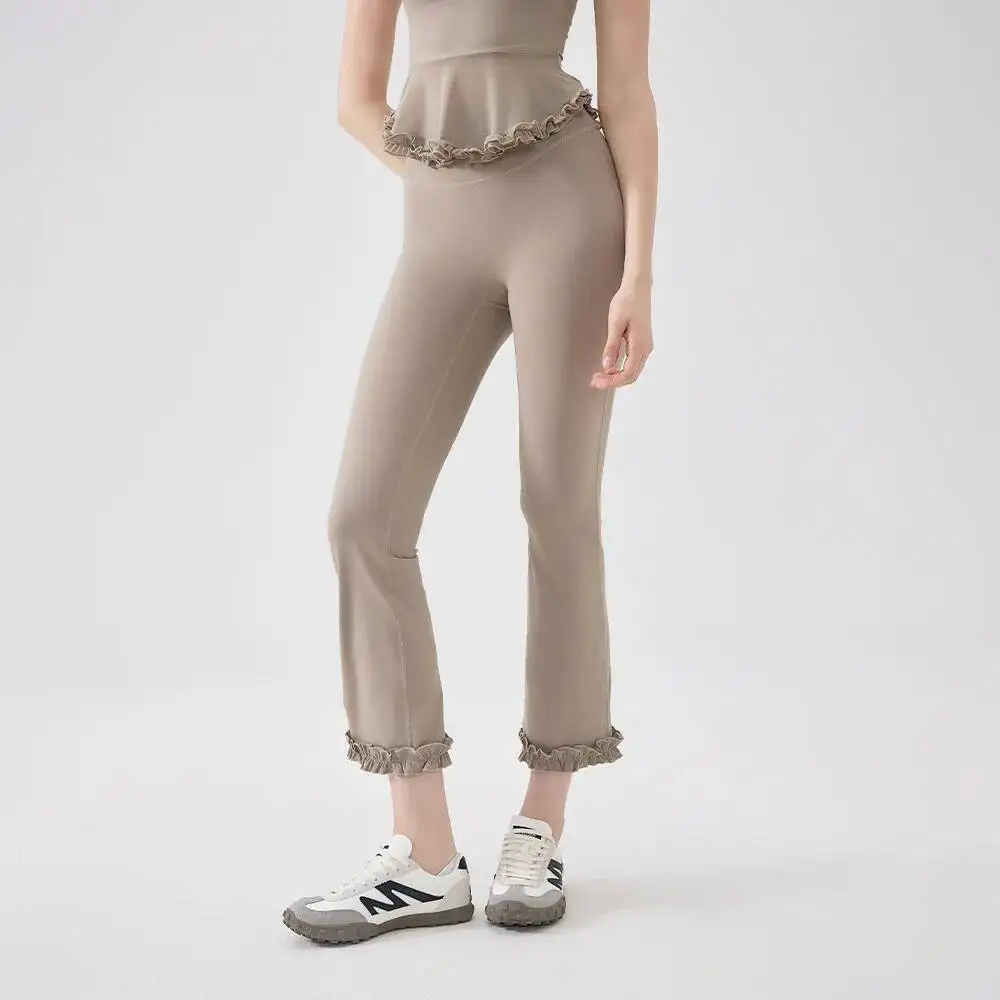 

Кружевные утягивающие сигаретные трубки с высокой талией, укороченные облегающие женские спортивные брюки для бега с подъемом бедер, брюки Fiess