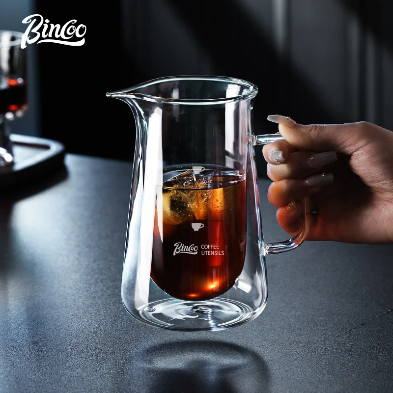 

Bincoo Double-layer Glass Sharing Pot with Handle Olecranon Pot Mouth Ice American Hand-brewed Coffee Pot Hanging Ear Pot400ml