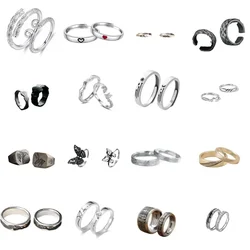Lovers Original Fashion Personality Exquisite Adjustable A Pair Ring Hip Hop Trend Handmade Various Styles Punk Niche Gift