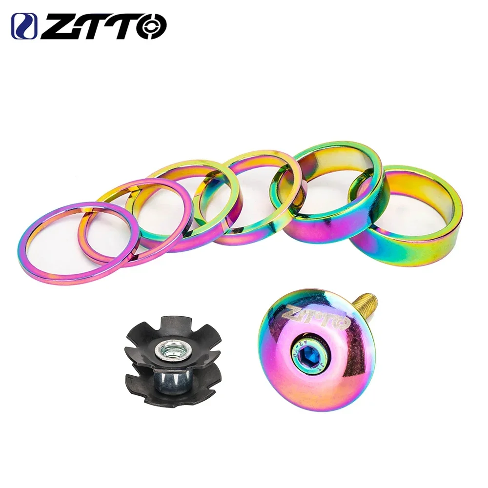 ZTTO Fahrrad Aluminiumlegierung Headset Spacer Vorbau Top Cap Edelstahl Unterlegscheibe Ring Schraube 28,6 mm Fahrrad Gabel Gabelschaft Rohr Stern Mutter