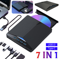 7 In 1 USB3.0 Type-C External DVD RW CD Writer High-Speed Plug-and-Play for Windows 11/10/8/7/Linux/ OS