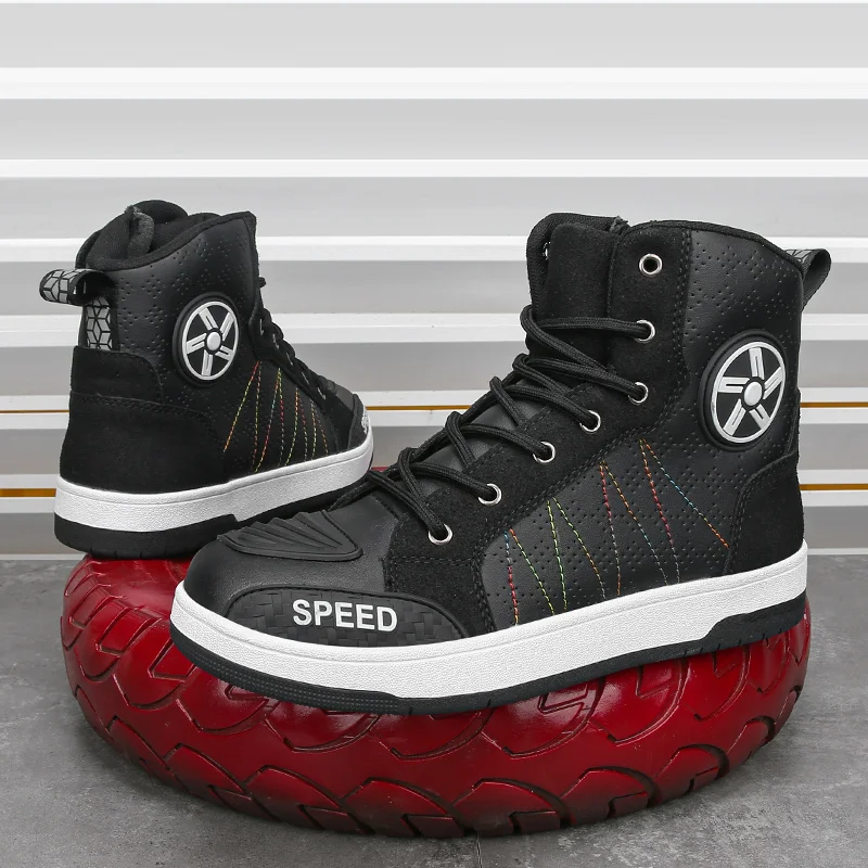 

Casual Shoes Boots Gear Shift Rubber Sole Motorcycle Boots Breathable Anti-fall Rider Road Racing Reflective Motorbike Shoes