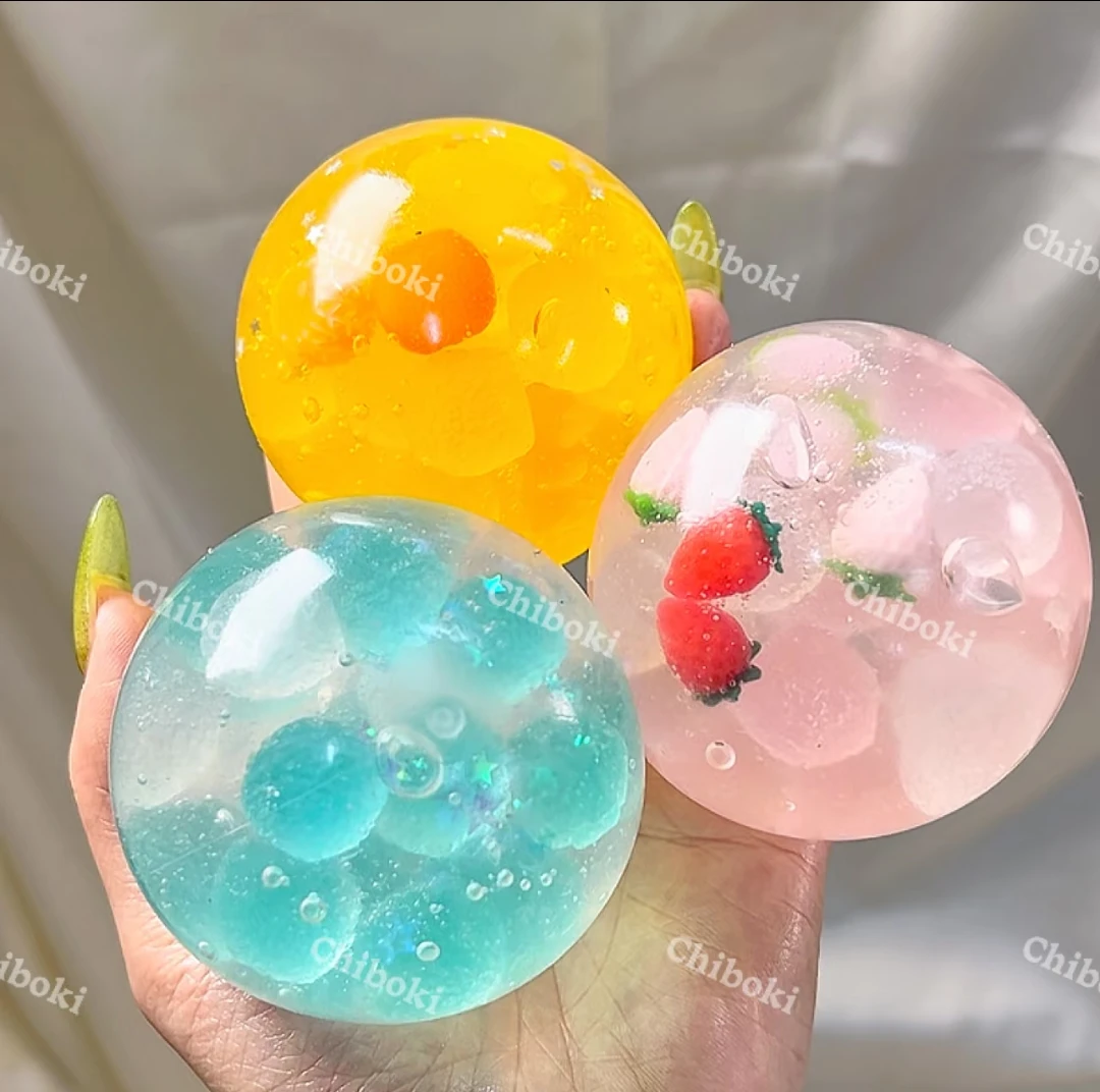 Chiboki Hard Candy Sugar Ball Handmade Sensory Toy Stress Relief Squeezable Fun Plaything for All Ages Fruit Shaped with Smal...