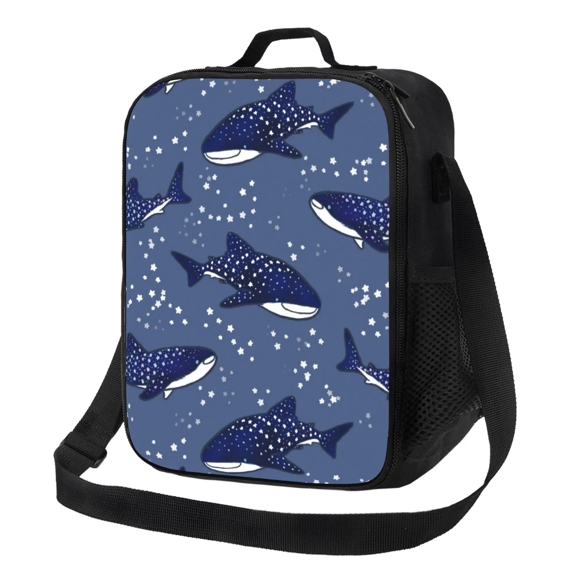 Starry Whale Sharks Print Portable Tote Bag for Office Travel Shopping Daily Life